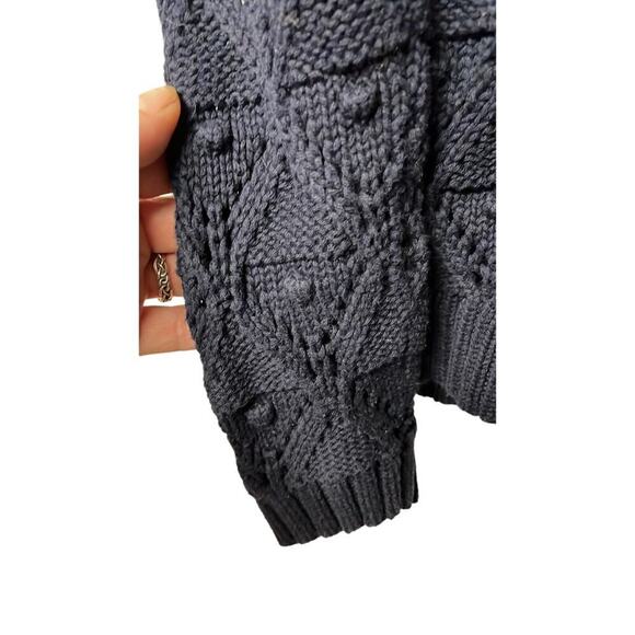 Women's Tommy Hilfiger  Blue Chunky Preppy Fisherman Pullover Sweater Size (M) - Picture 5 of 8
